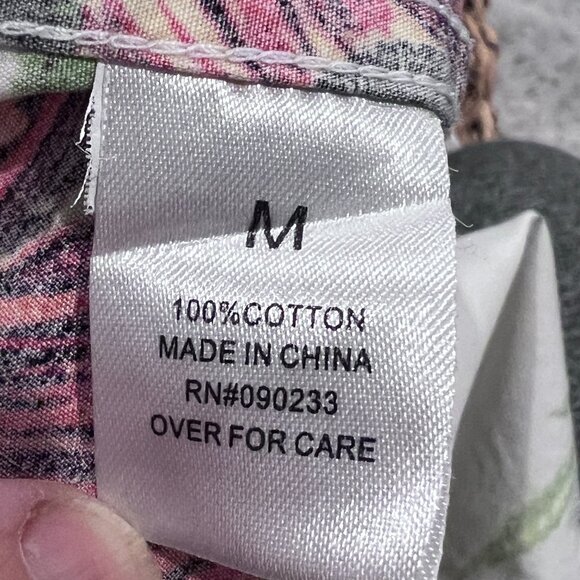 On The Byas Shirt Mens Medium Button Up Tropical Mushroom Floral Pocket Cotton - Picture 9 of 10